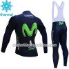 Set Fietsshirt Lange Mouw + Lange Koersbroek 2017 Movistar Team N001 Winter Thermal Fleece